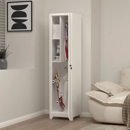 Marcree Slim Broom Storage Cabinet, Metal Cabinet with Shelves and Hanging Rod, 65" Utility Storage Cabinet with Locking Door, Tall Cleaning Storage Cabinet for Kitchen, Pantry, Office, Shop, Garage