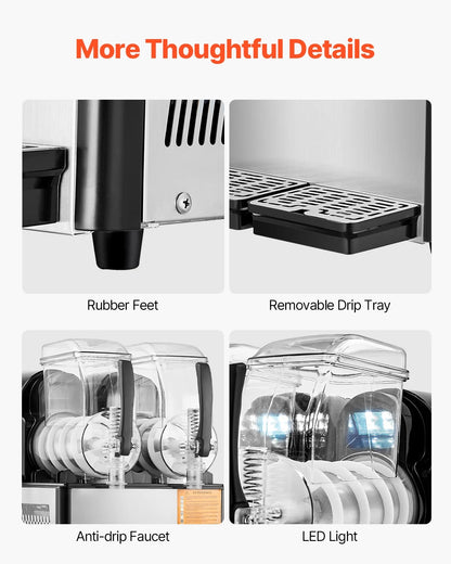 KFFKFF Commercial Slushy Machine, 4L*2 Tank Slushie Machine, Frozen Drink Machine with Temperature Preservation, Slushy Maker Machine