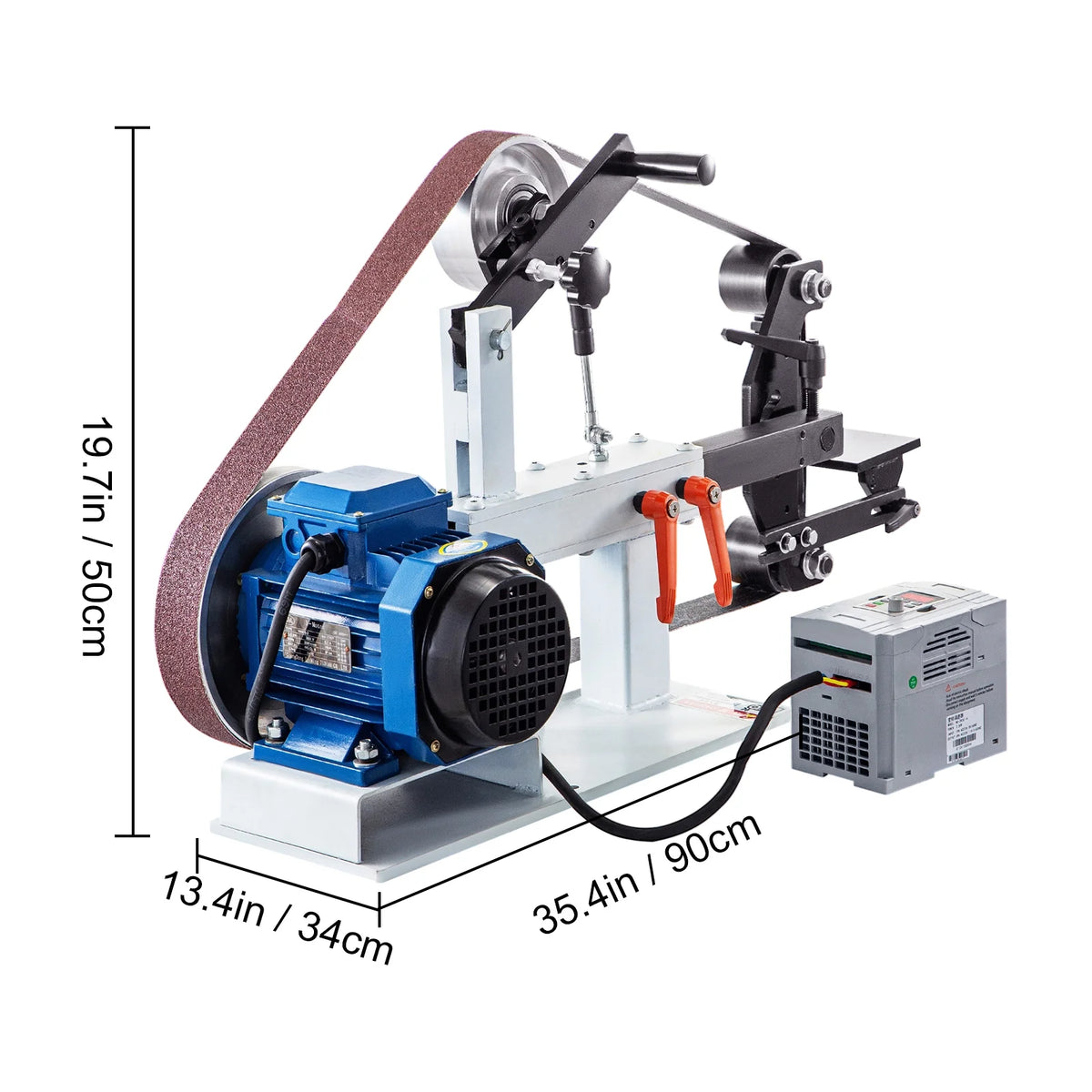 KFFKFF 1500W 2HP Metalworking Belt Sander Grinder, 2" x 82" Adjustable Speed, 3-in-1 Sander Polisher with 3 Grinding Moulds & Flat Platen Tool Rest, Ideal for Knife Crafting