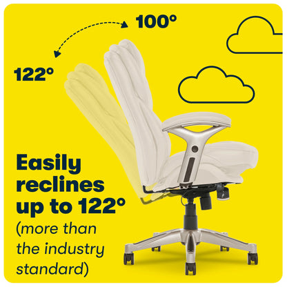 Serta Back in Motion Technology Fabric Executive Office Chair, Light Gray