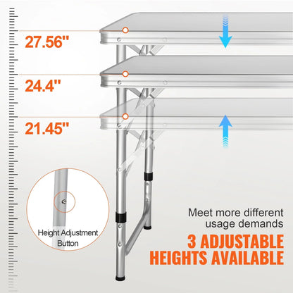 BENTISM Camping Kitchen Table Folding Portable Cook Station 3 Adjustable Heights