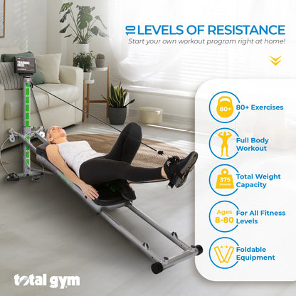 Total Gym APEX G5 Home Fitness Incline Weight Trainer Equipment w/ 10 Resistance Levels