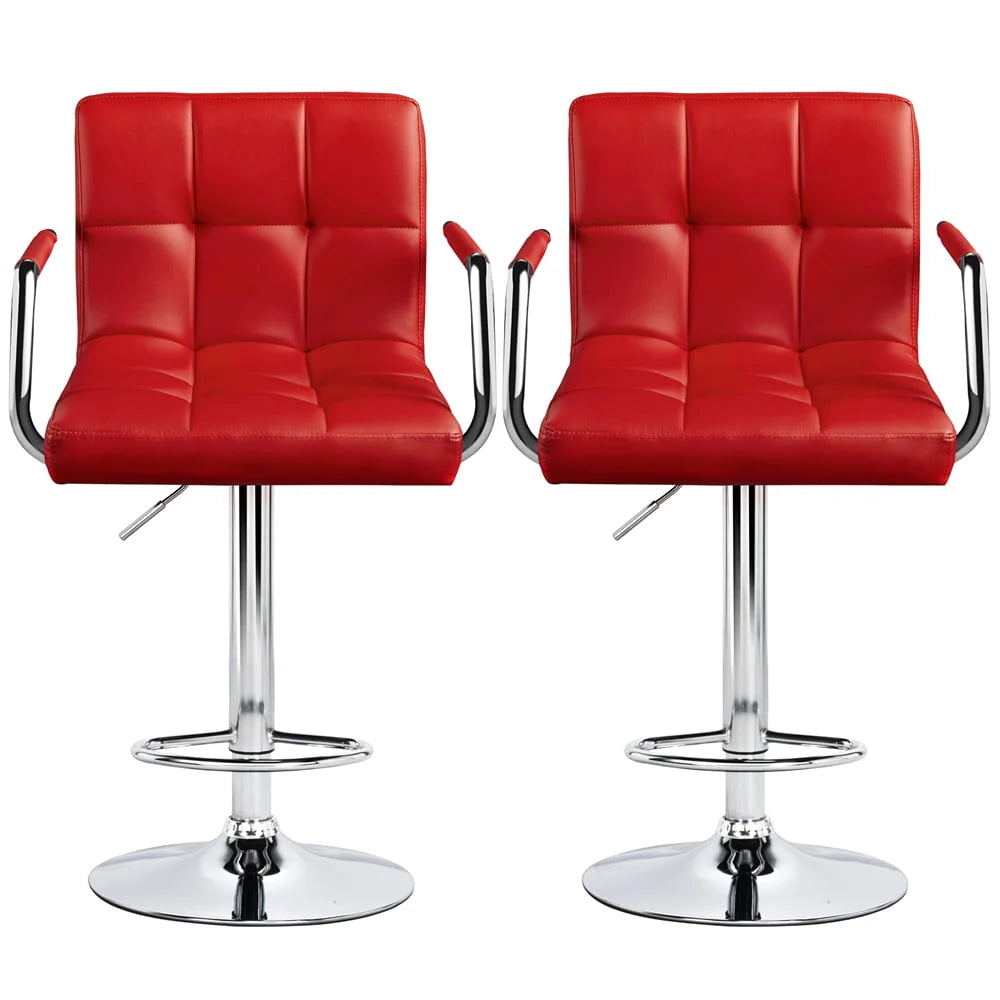 Yaheetech 2pcs PU Leather Adjustable Bar Stools for Dining Room, Black