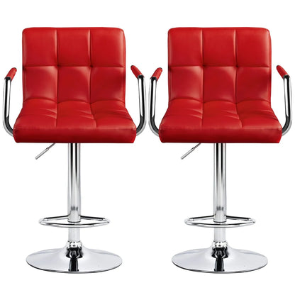 Yaheetech 2pcs PU Leather Adjustable Bar Stools for Dining Room, Black