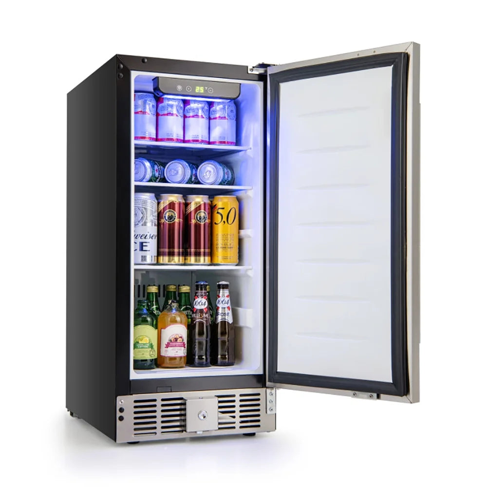 Resenkos Compact Refrigerator with Adjustable Thermostat and Stainless Steel Door-Silver, Compact Refrigerator Mini Fridge for Dorm/Bedroom/Office/Apartment, Food Storage or Drink Beer