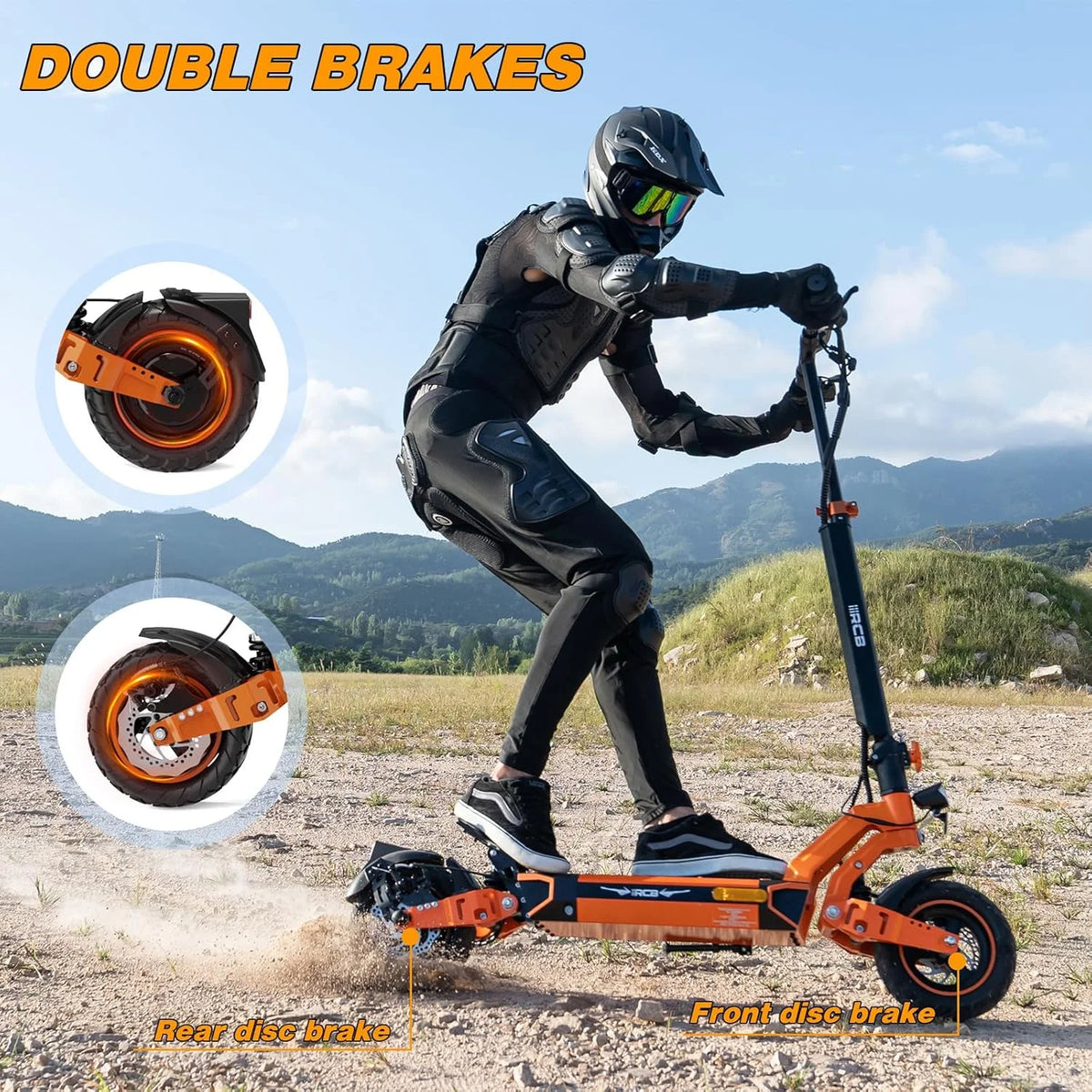 Electric Scooter for Adults, Max 70miles Range, 1000W Motor, 48V 27Ah Battery, 10" Anti-Flat Tires, Dual Shocks, APP Control&NFC - RCB D7PRO