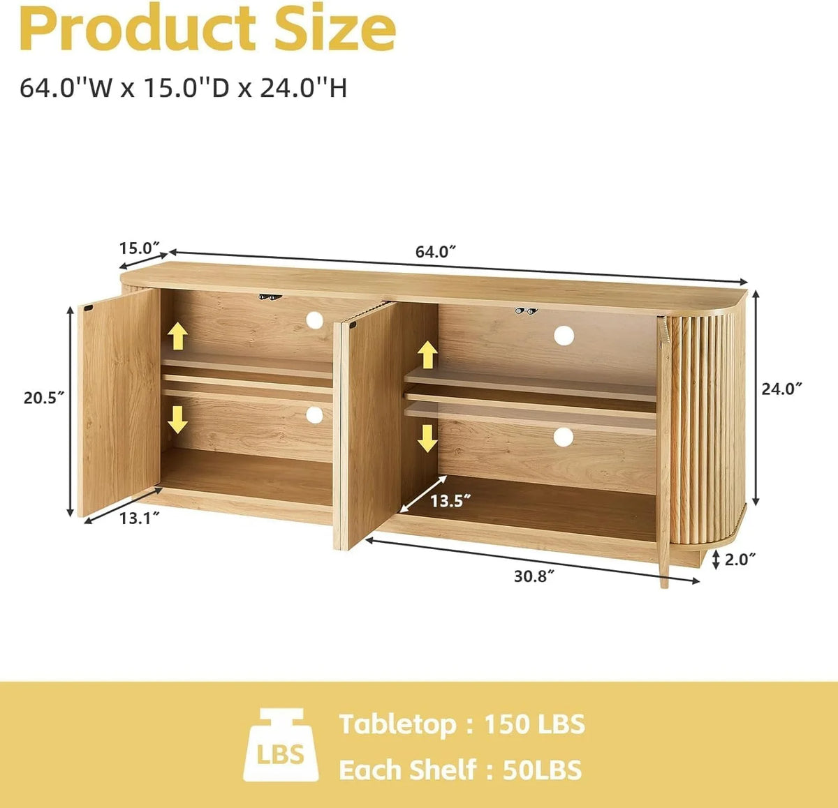TV Stand, Modern Entertainment Center for TVs Up to 75 inch