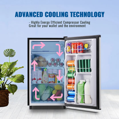 WANAI 3.2 Cu.ft Mini Refrigerator with 5 Temp Control Small Fridge Compact Size for Any Room Silver