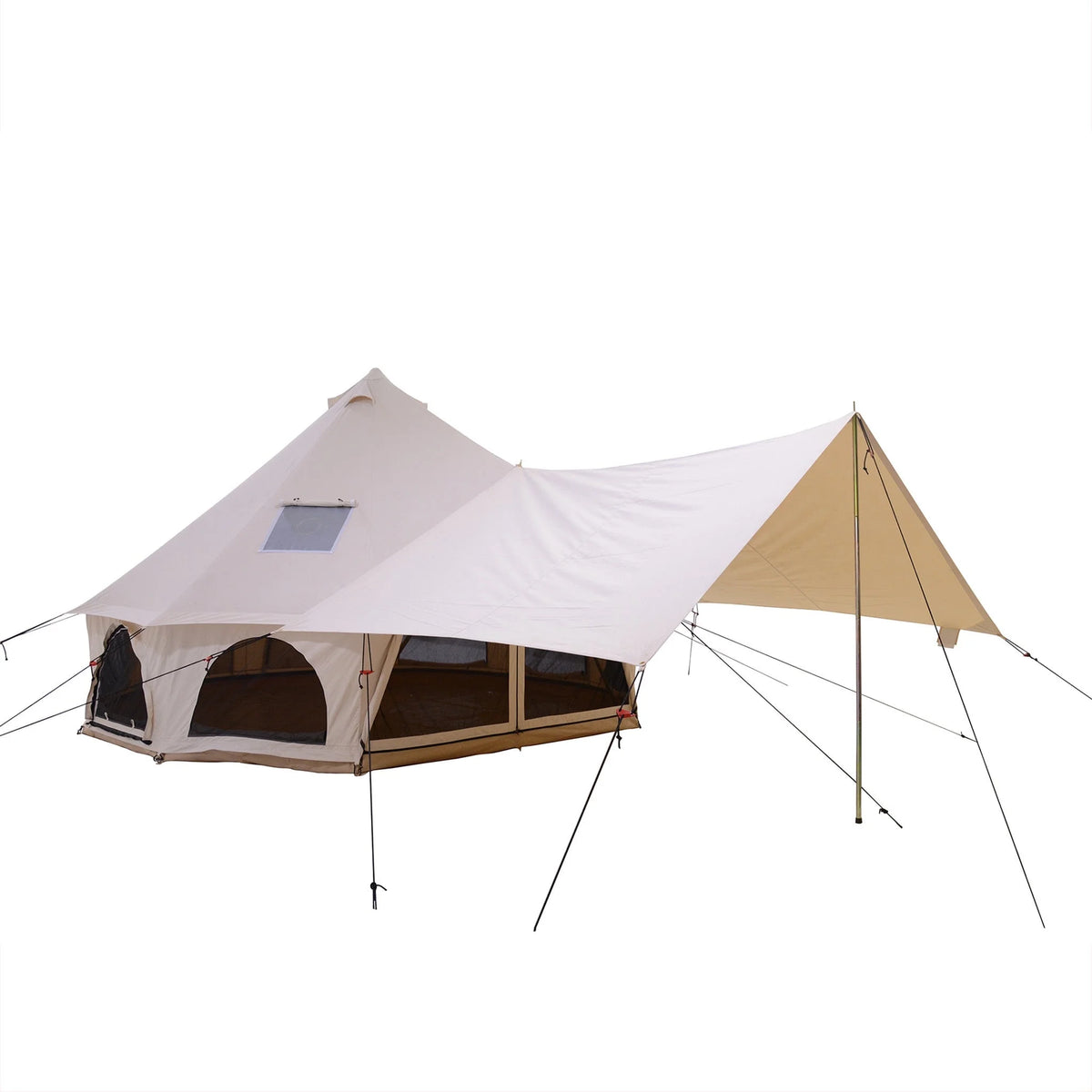 White Duck Outdoors Regatta Awning - Desert Red - 10' for Bell Tent - Complete Canopy with Poles for All Season Camping and Glamping