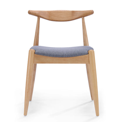 GDF Studio Virgil Mid Century Modern Fabric Upholstered Dining Chairs, Set of 2, Charcoal and Walnut
