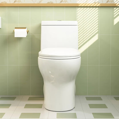 DeerValley Ally 10 in. Rough in Size 1-Piece 0.8/1.28 GPF Dual Flush Elongated Toilet in White, Seat Included
