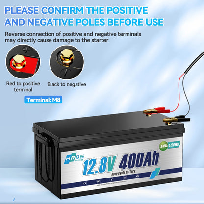 12V 400Ah LiFePO4 Lithium Battery,5120Wh,3200W Max,15000+ Deep Cycles Group 8D Battery,for RV Solar Fishing Trolling Motor Marine,Built in 200A BMS