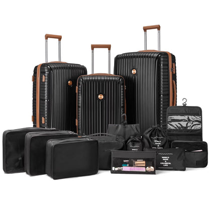 Joyway 5 Piece Luggage Sets Hardshell Lightweight Suitcase with TSA Lock Spinner Wheels-Orange