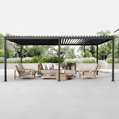 Mirador 10'x 10' Outdoor Pergola, 80S Steel Frame w/ Adjustable Louvers Roof for Garden, Patio, Backyard, Dark Gray