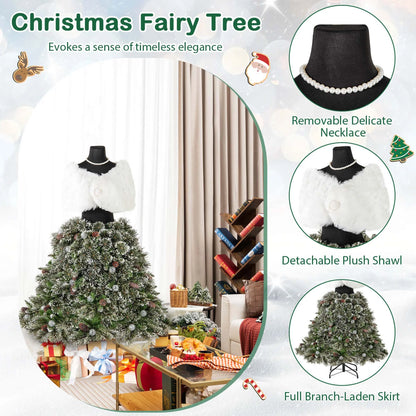 Costway 5 FT Artificial Mannequin Tree with 465 Branch Tips 50 Warm White LED Lights