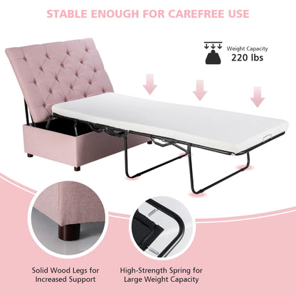 Costway Modern Solid Wood Folding Beds with Ottoman, Grey