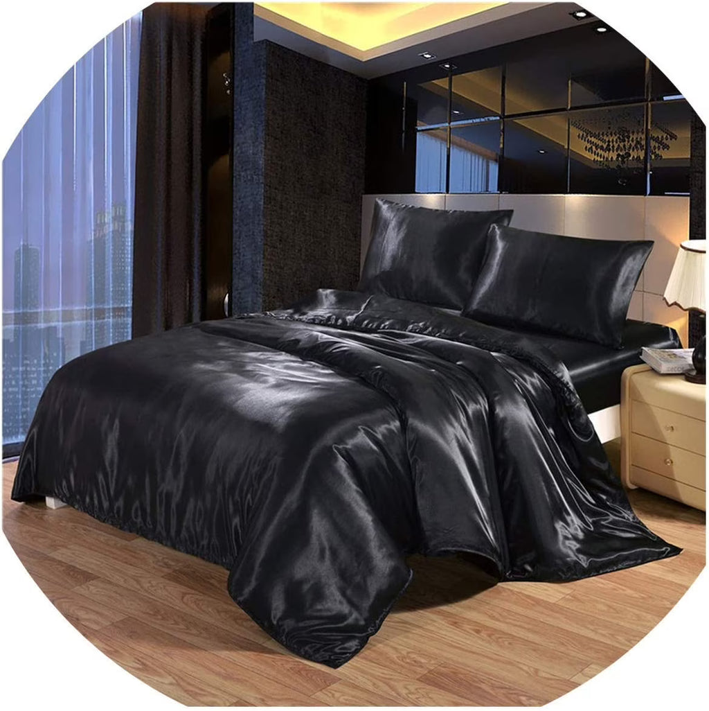 Vuvet Bedding 100% Pure Silk Satin Sheet Set 7pcs, Silk Fitted Sheet 15'' Deep Pocket,Silk Flat Sheet,Silk Duvet Cover & Pillowcases Set !!! Twin, Aqua Blue