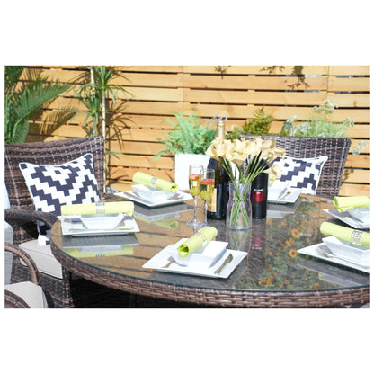 Direct Wicker 7 Piece Patio Dining Set with Rattan Chairs and Cushions, Grey
