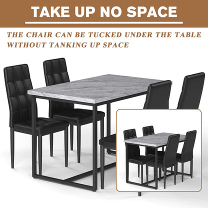 SEGMART Dining Table with 4 High-Back Upholstered Chairs, Modern Dinette Set, Dining Table & Chairs Set for 4 Persons, Small Home Kitchen Dining Table Set, Ideal for Apartment Breakfast Nook