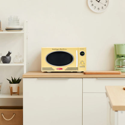 Nostalgia Retro Microwave for Countertop 0.9 cu ft Vintage Microwave, Ivory