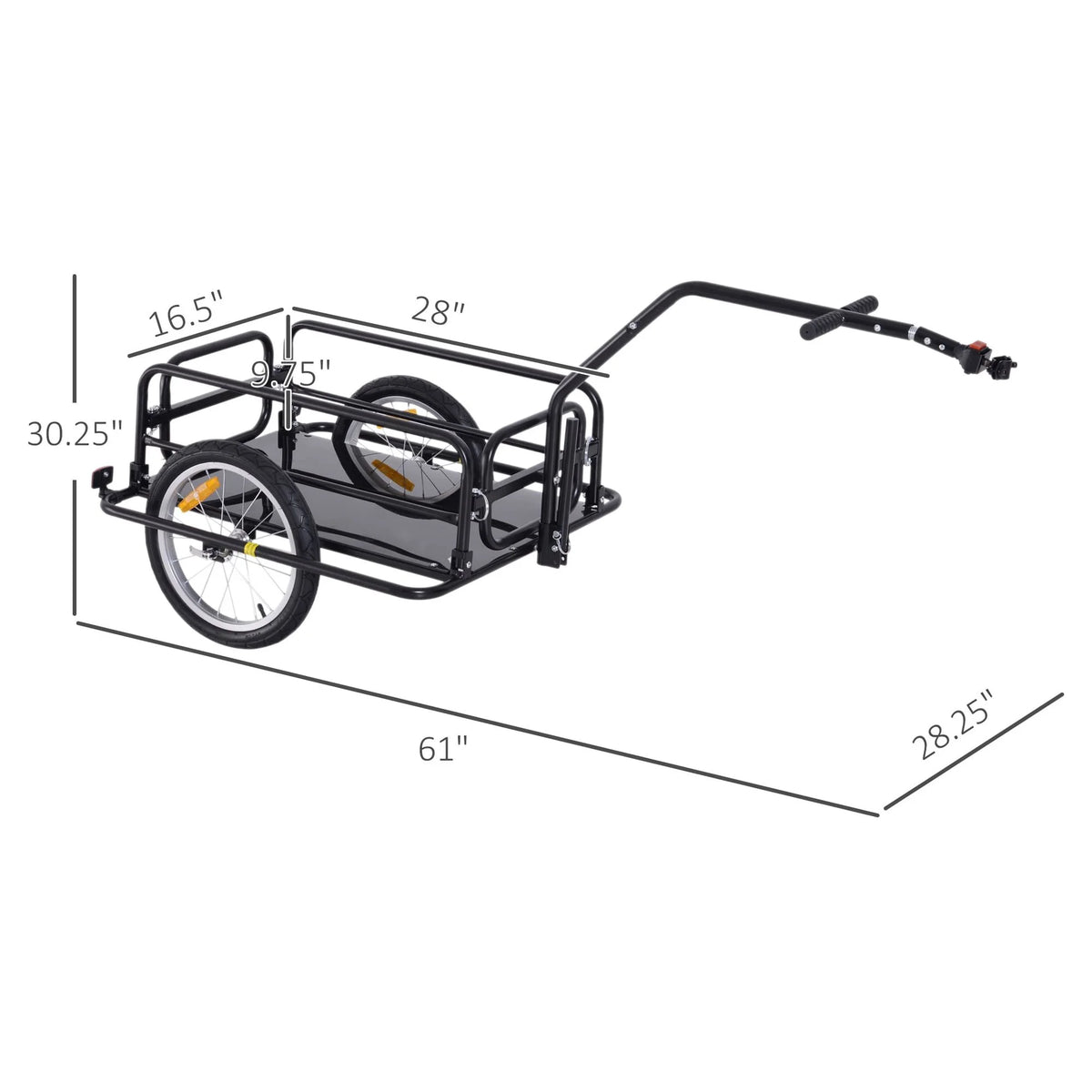 Aosom Foldable Bike Cargo Trailer Cart with Hitch, 88 lbs. Capacity, Black