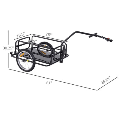 Aosom Foldable Bike Cargo Trailer Cart with Hitch, 88 lbs. Capacity, Black