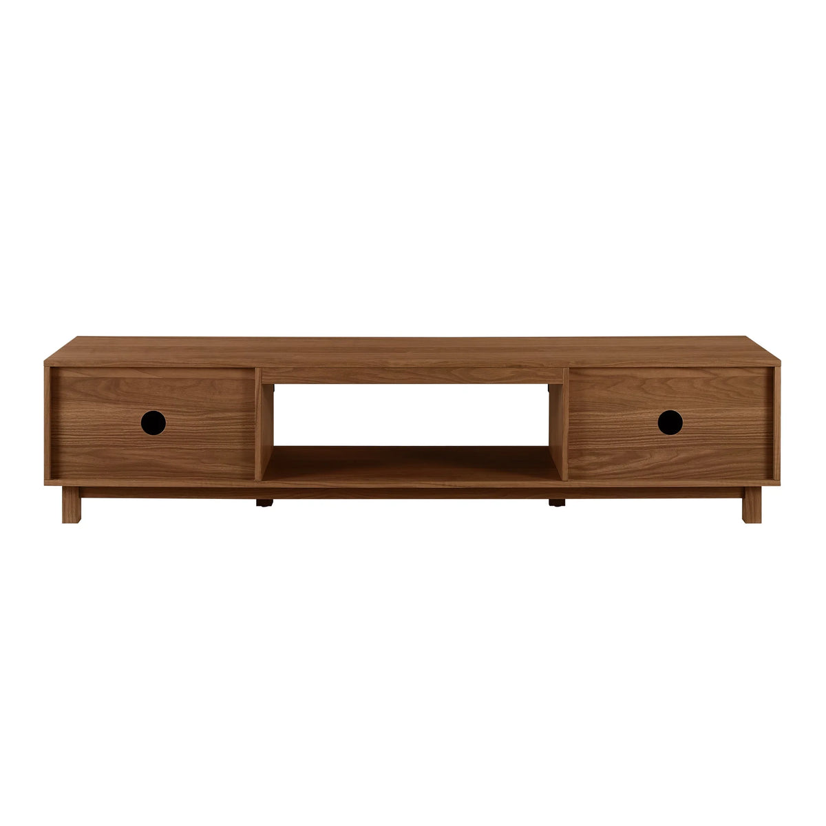 Walker Edison Mid-Century Modern Reeded 2-Door TV Stand for TVs up to 80��, Coastal Oak