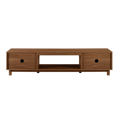 Walker Edison Mid-Century Modern Reeded 2-Door TV Stand for TVs up to 80��, Coastal Oak