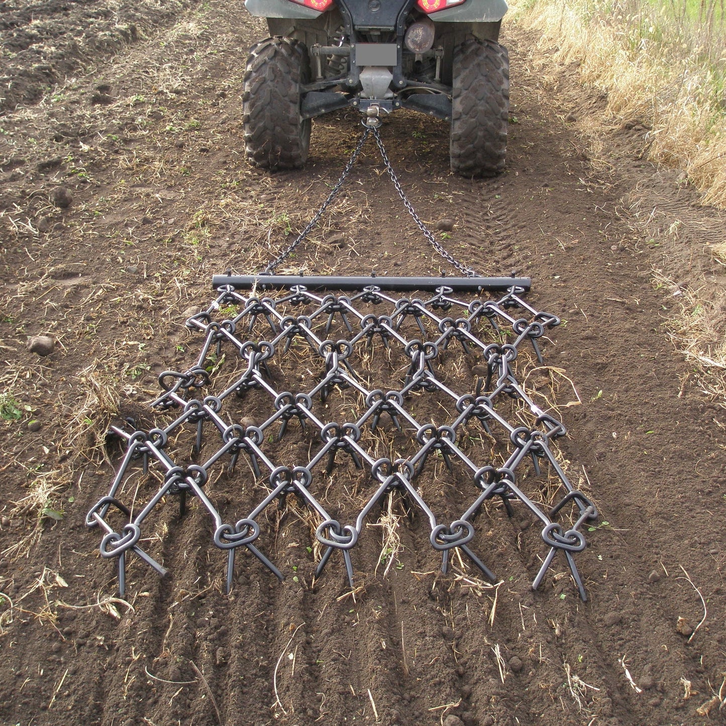 Field Tuff 4'x4' Steel Drag Rake Field Leveling Harrow with 1/2" Teeth