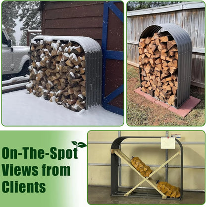 TRAMULL Outdoor Heavy Duty Galvanized Steel Log Holder