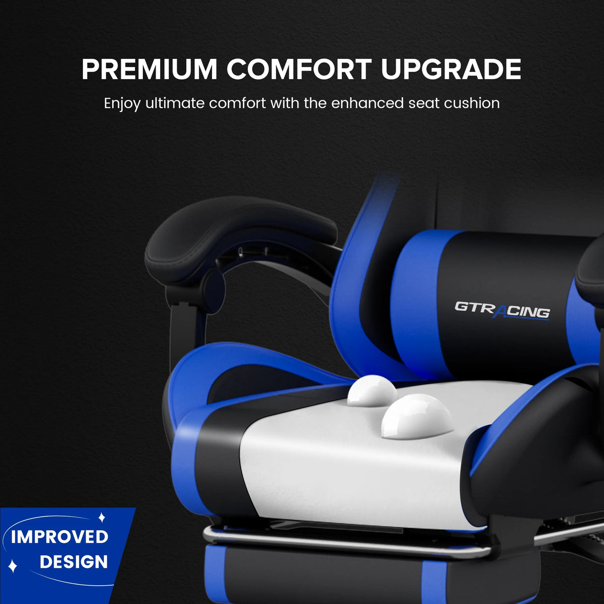 GTRACING GTWD-200 Ergonomic Gaming Chair with Adjustable Pillows and Footrest , White