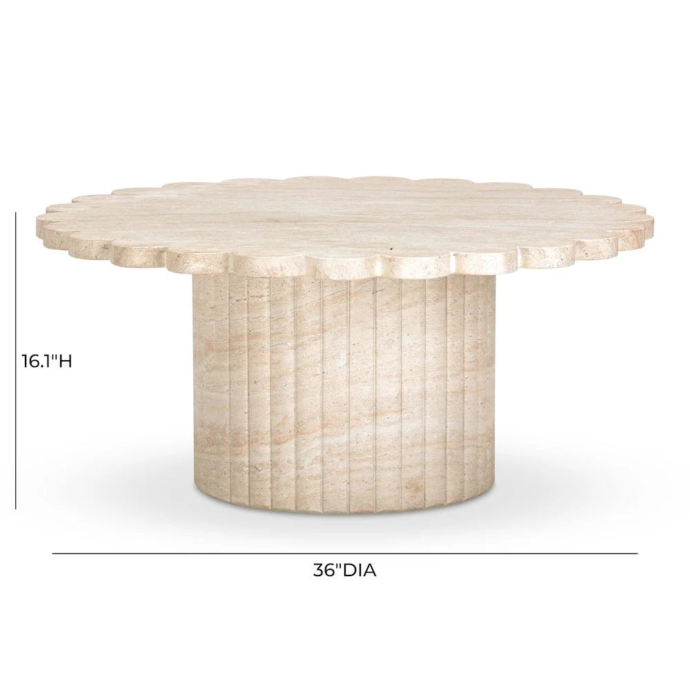 TOV Furniture Blossom Washed Travertine Finish Indoor/Outdoor Coffee Table