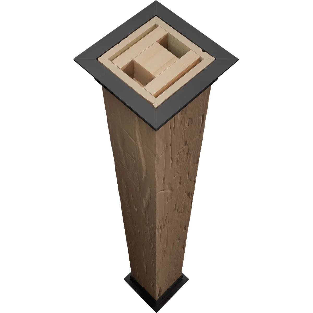 Ekena Millwork 6"W x 5'H Sand Blasted Endurathane Faux Wood Non-Tapered Square Column Wrap with Faux Iron Capital & Base