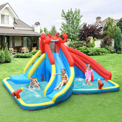 Costway Inflatable Water Slide Crab Dual Slide Bounce House Splash Pool with 950W Blower