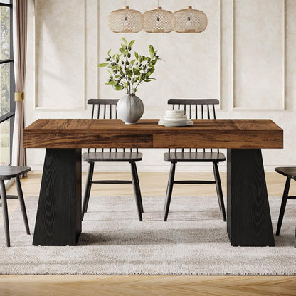 Rectangular 55" Dining Table for 4-6, Mid-Century Modern Kitchen Dining Table, Yellow