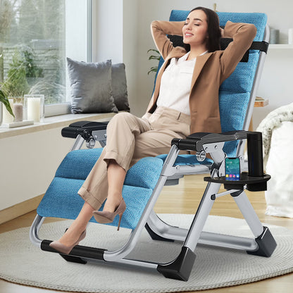 NAIZEA Zero Gravity Chair with Removable Cushion and Cup Holder Black