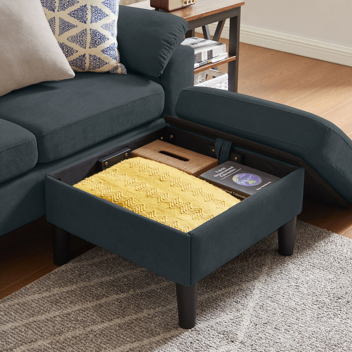 Pingliang Home Sectional Sofa Couch with Storage Ottoman,Modern 3 Seat L Shaped Sofa Couch for Living Room Apartment Studio Office