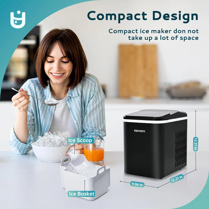 EUHOMY 35lbs/24H Nugget Ice Maker Countertop, Pebble Ice Maker Machine with Auto-Cleaning, Black