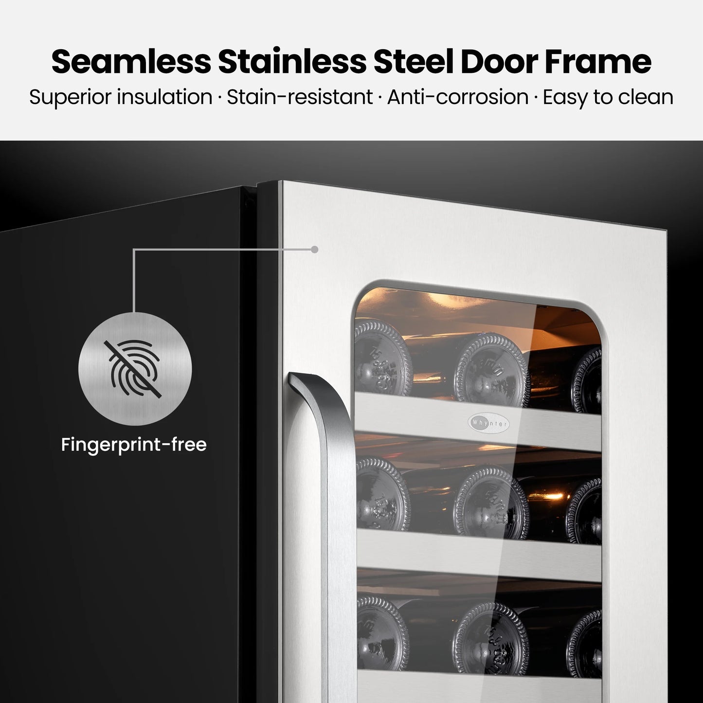 Whynter 15 Inch Wine Fridge Cooler - 33 Bottles Wine Fridge with Glass Door, Small Wine Refrigerator with 3 LED Light Built-in for Home Bar Kitchen