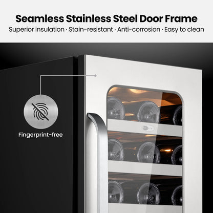 Whynter 15 Inch Wine Fridge Cooler - 33 Bottles Wine Fridge with Glass Door, Small Wine Refrigerator with 3 LED Light Built-in for Home Bar Kitchen
