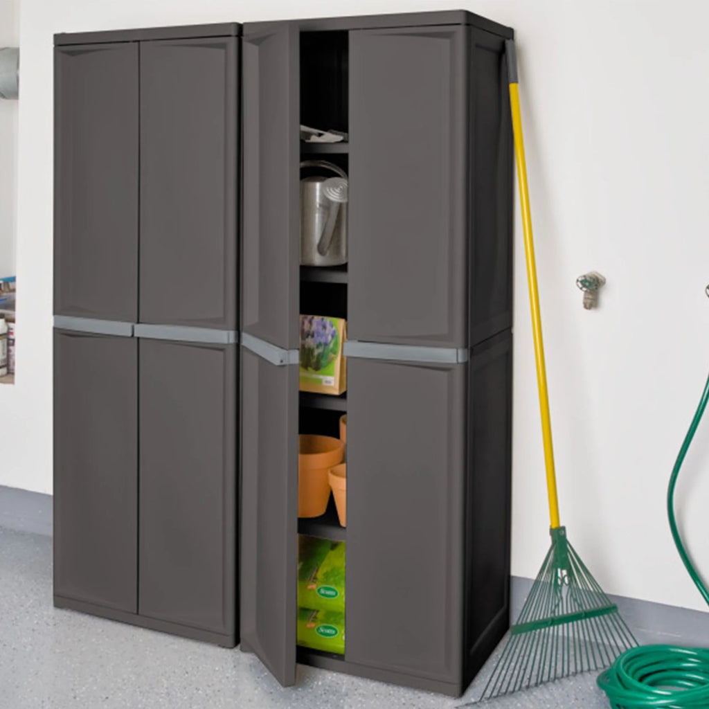 Sterilite 4 Shelf Cabinet Plastic, Flat Gray