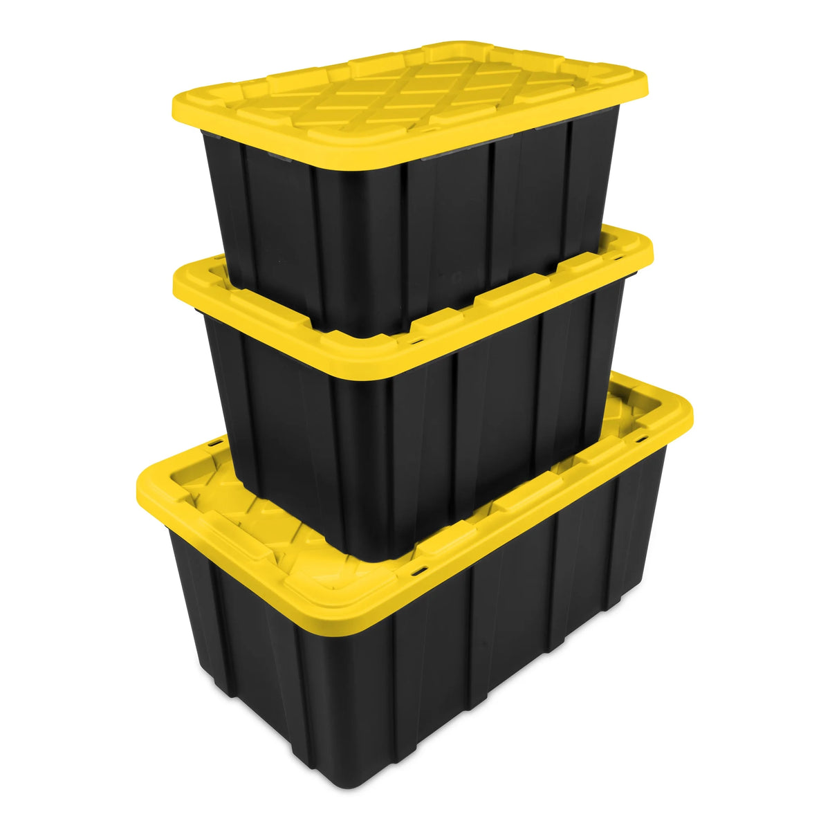 Sterilite 17 Gal Industrial Stackable Storage Tote Lidded Container, 6 Pack