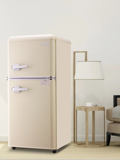 Krib B Compact Refrigerator 3.5 Cu.ft, Mini Fridge with Freezer, Modern Fridge with Dual Door, 7 Grade Temperature Adjustment, Silver