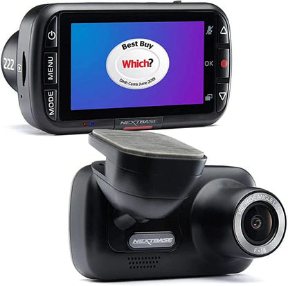 Nextbase 222X Compact Dual Dash Cam Front & Rear 2.5" HD IPS Screen, 1080p Full HD, 6 Layer Lens, Black, 0.17 lbs assembled.