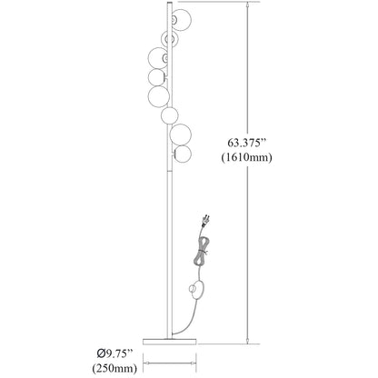 Dainolite 8LT Halogen Floor Lamp VB, Champagne Glass