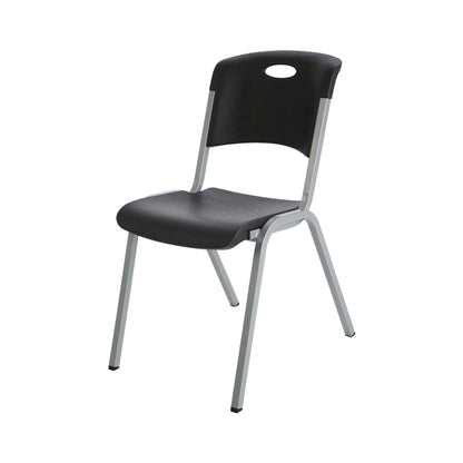 Lifetime Steel Framed Indoor/Outdoor Commercial Grade Stacking Chairs, Black & Silver, (Set of 14) 80569