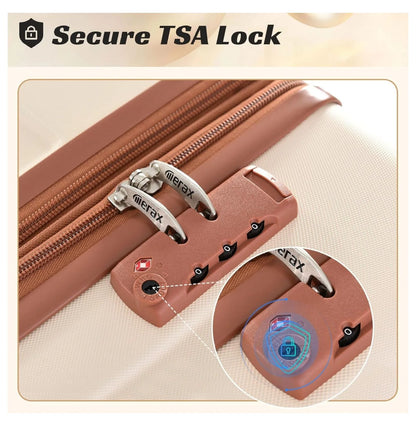 28 Inch Checked-Large Luggage with Wheels Aluminum Alloy Corner Hard Shell Suitcase TSA Luggage Suitcases for Travel Woman Men(White Brown) White Brown 28IN