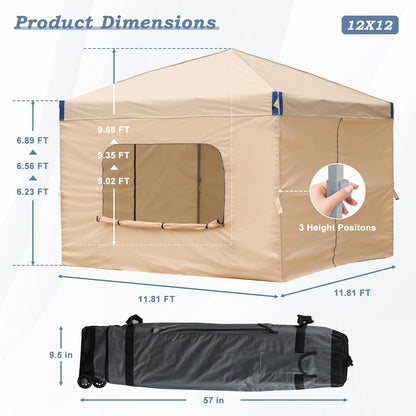 Aoodor Pop Up Canopy Tent with Removable Mesh Window Sidewalls, Portable Instant Shade Canopy with Roller Bag