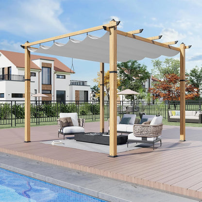 Outdoor Aluminum Pergola with Retractable Canopy, Reinforced 4-Sided Base, Waterproof & UV-Resistant Adjustable Roof, Modern Design for Patio, Deck, Backyard, and Garden