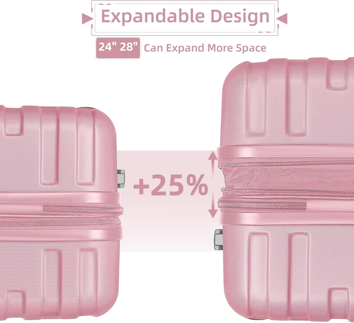 6-Piece Hardshell Luggage Set with Expandable Spinner Suitcases & TSA Lock, 25% Extra Capacity, Duffel Bag & Toiletry Kit, Cream ABS Suitcases